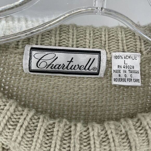 Vintage 90s Sweater Brown Ombre Stripe Womens Size Large Crew Neck Cartwell Top - Picture 6 of 6